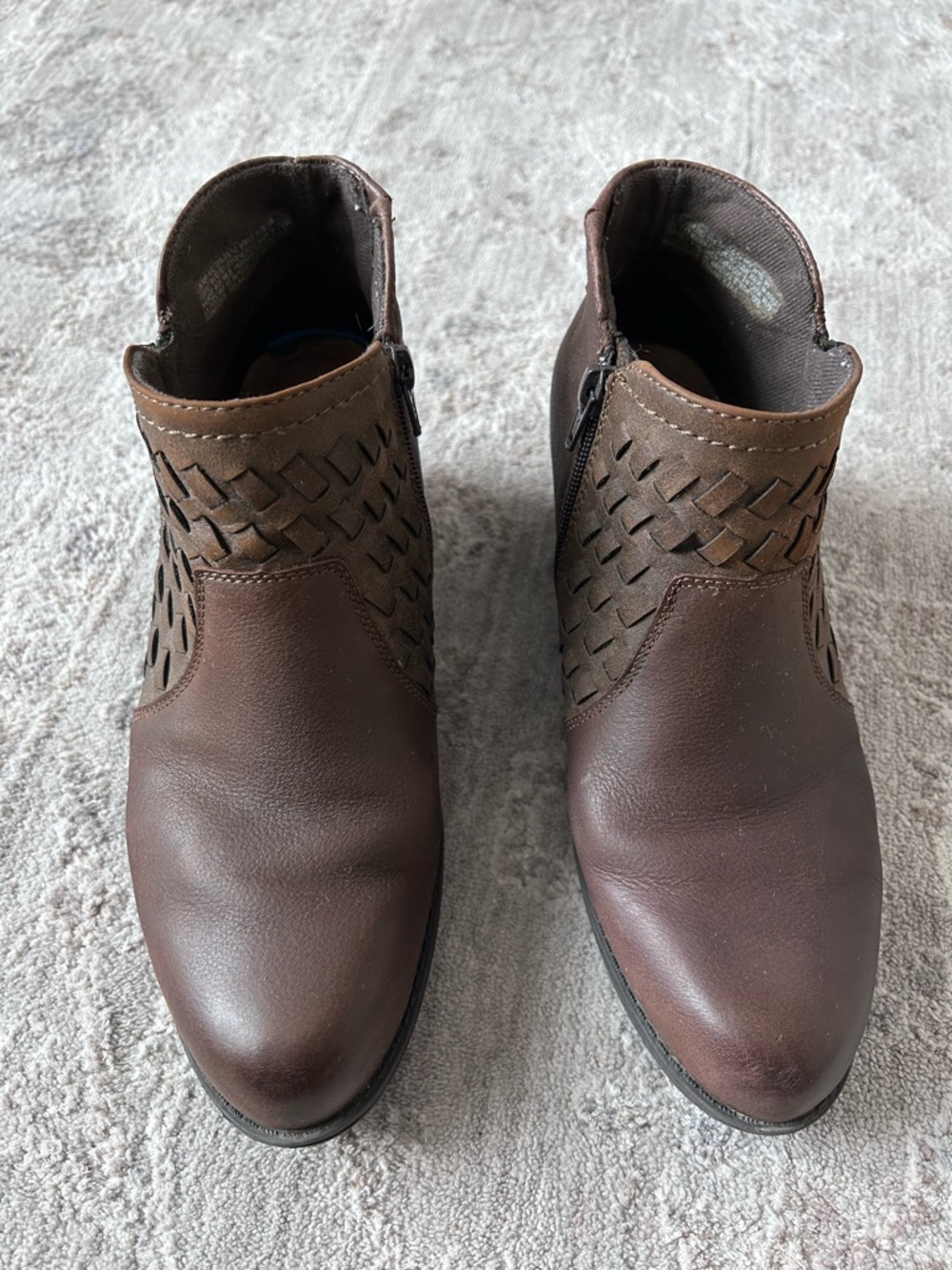 Earth Origins Alexis Brown Leather Zip Ankle Boots Womens Sz 9 W Cowgirl Western